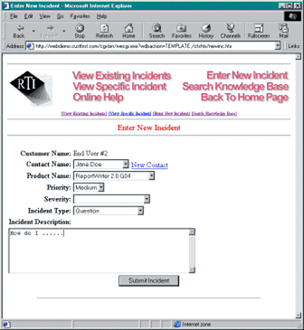 Screenshot for problem resolution - view new incidents - enter new incident